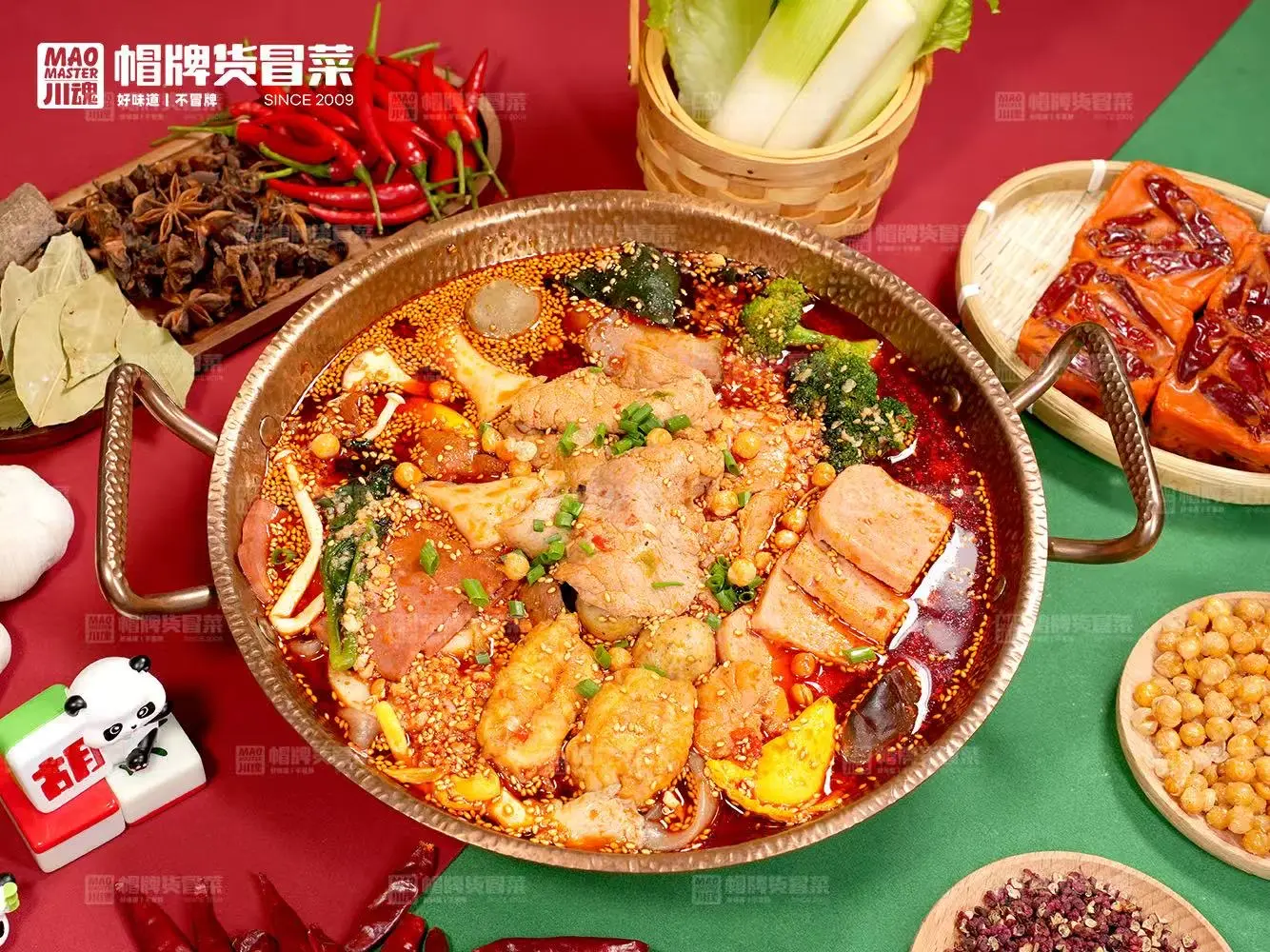 MaoMaster signature Sichuan hotpot with chillies, spices and sides